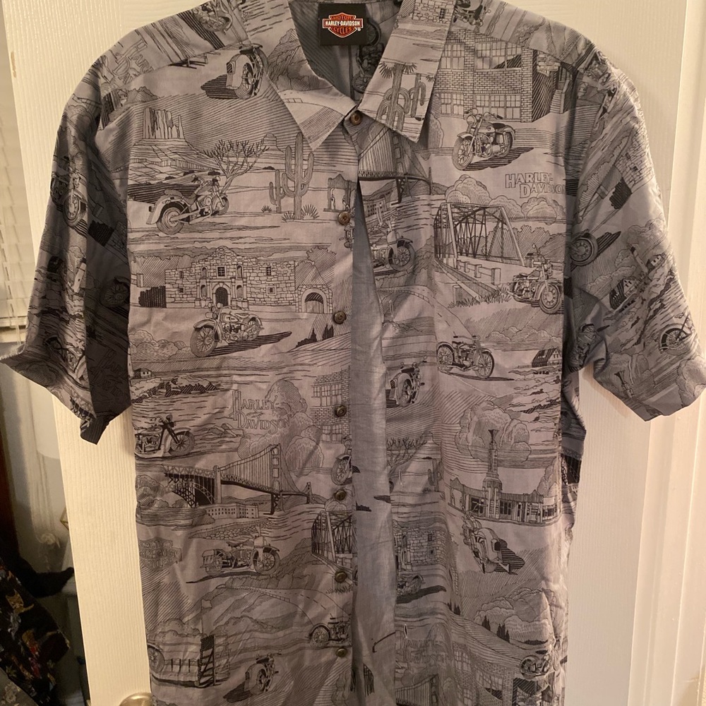 Gray Desert Harley Davidson Short Sleeve Button Down